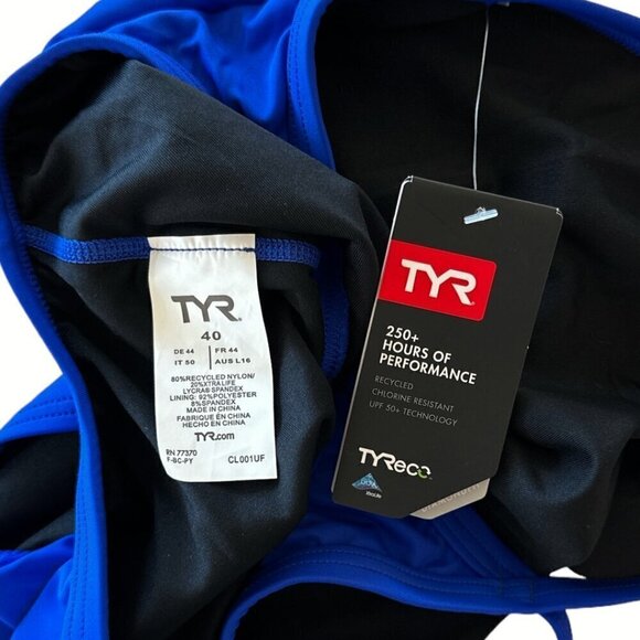 TYR Royal II Blue TYReco Solid Diamondfit One Piece Athletic Swimsuit NWT NEW 40 - Picture 7 of 7
